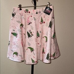 NWT Retrolicious Pink Festive Christmas Tree Gifts Skater Skirt Women’s Size XL